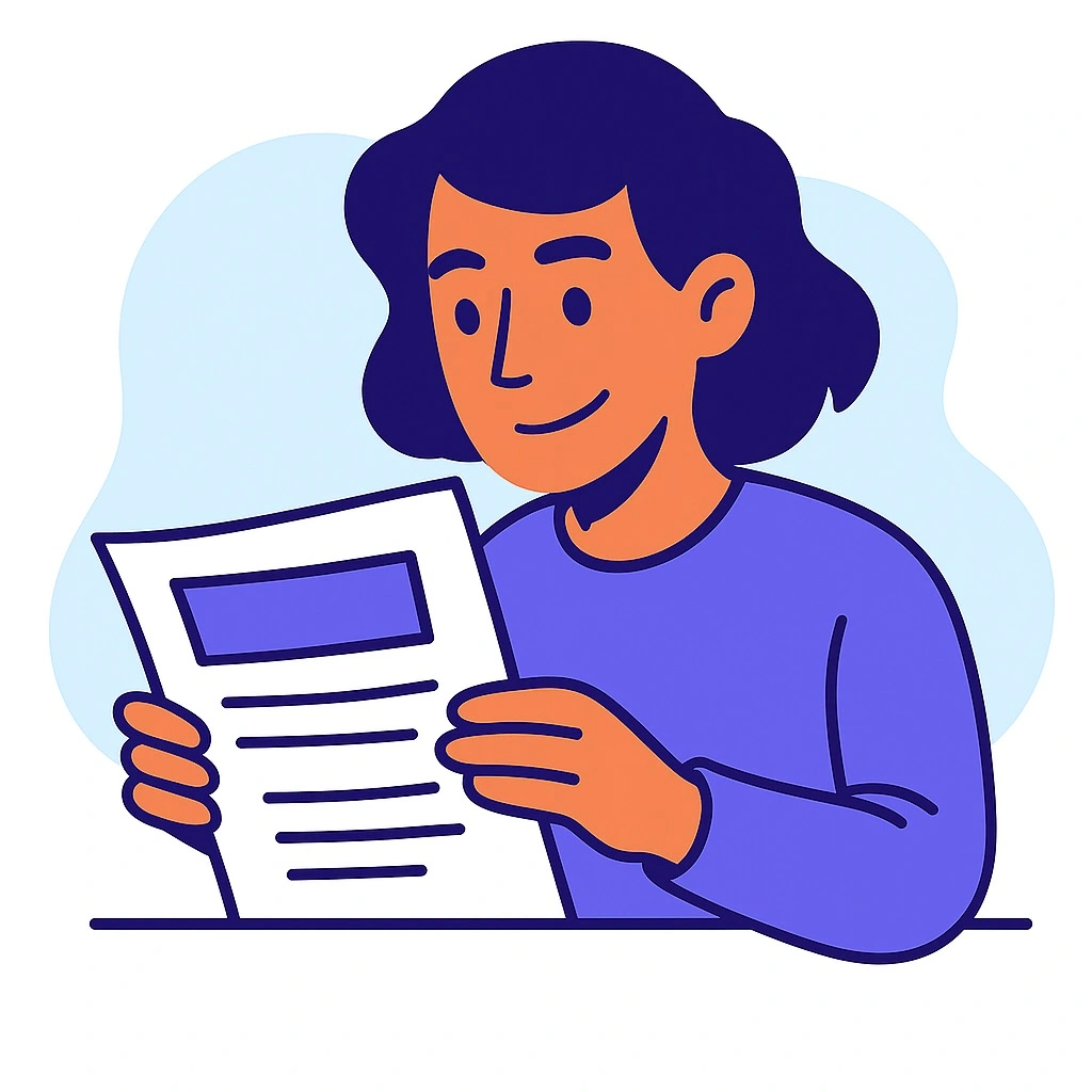 Personne lisant une newsletter d'actualité